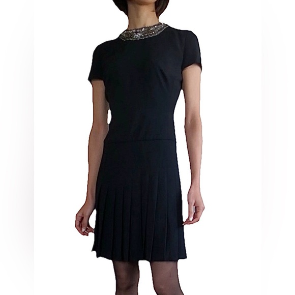 Ralph Lauren Black Label Short Sleeve Beaded Neck Mini Dress Silk Cocktail $995 - Picture 9 of 9